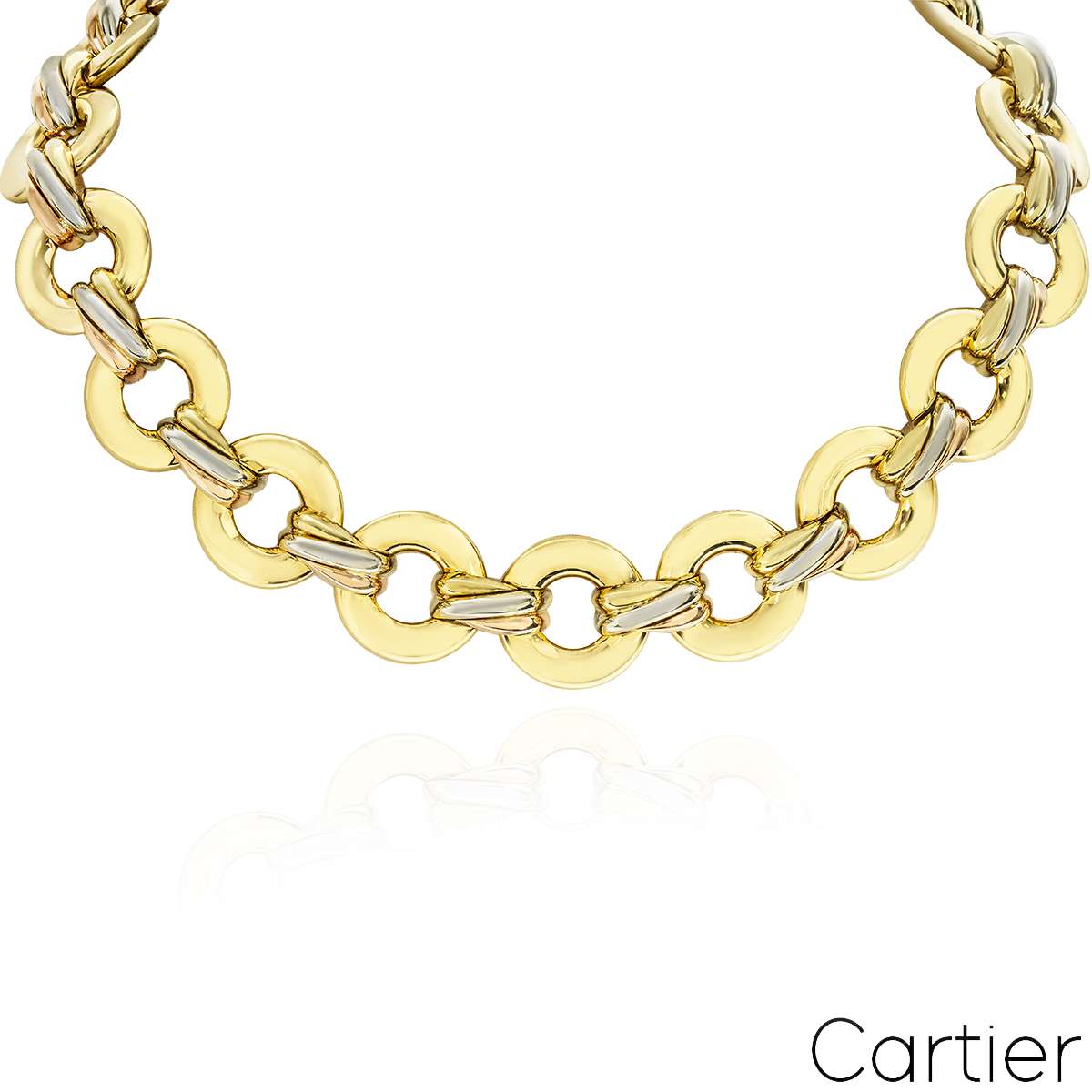 Cartier Tri-Colour Gold Trinity Link Choker Necklace 1996 Cartier Tri-Colour Gold Trinity Link Choker Necklace 1996